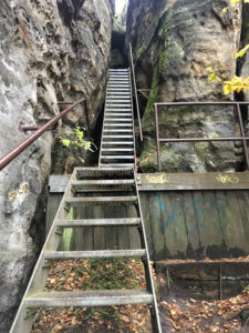 elbsandsteingebirge - aufstieg zum pfaffenstein mit leiter