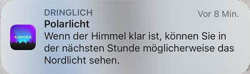 Benachrichtigung über Polarlichter auf Amrum