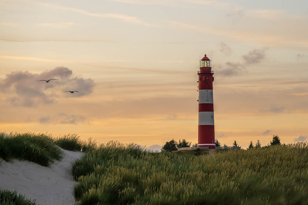 Leuchtturm Amrum zum Sonnenuntergang