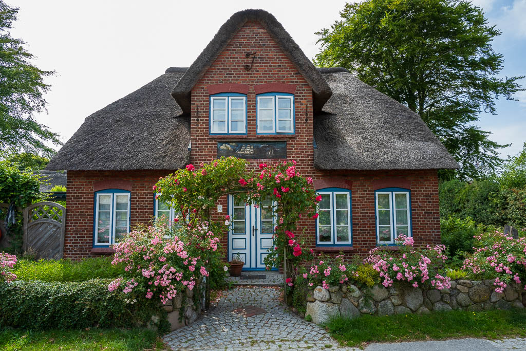 Reetdachhaus in Nebel auf Amrum