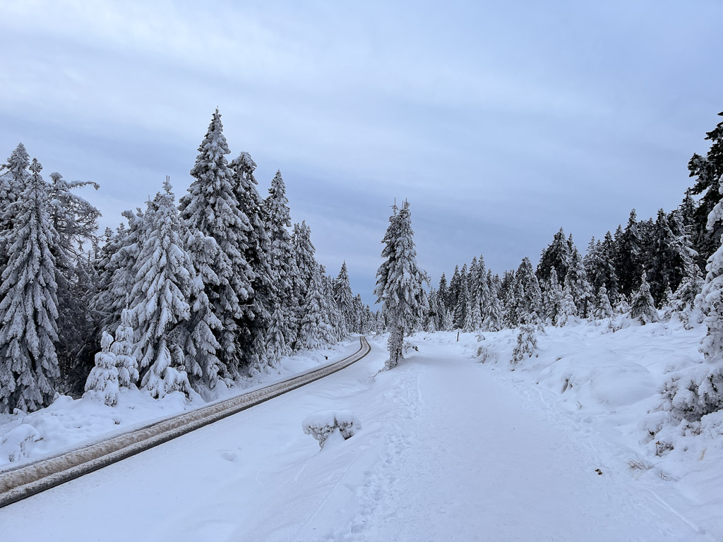 Die verschneite Winterlandschaft am Goetheweg