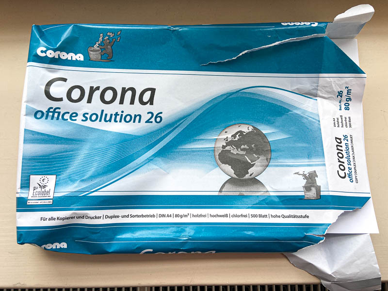 Corona-Papier für den Büro-Drucker