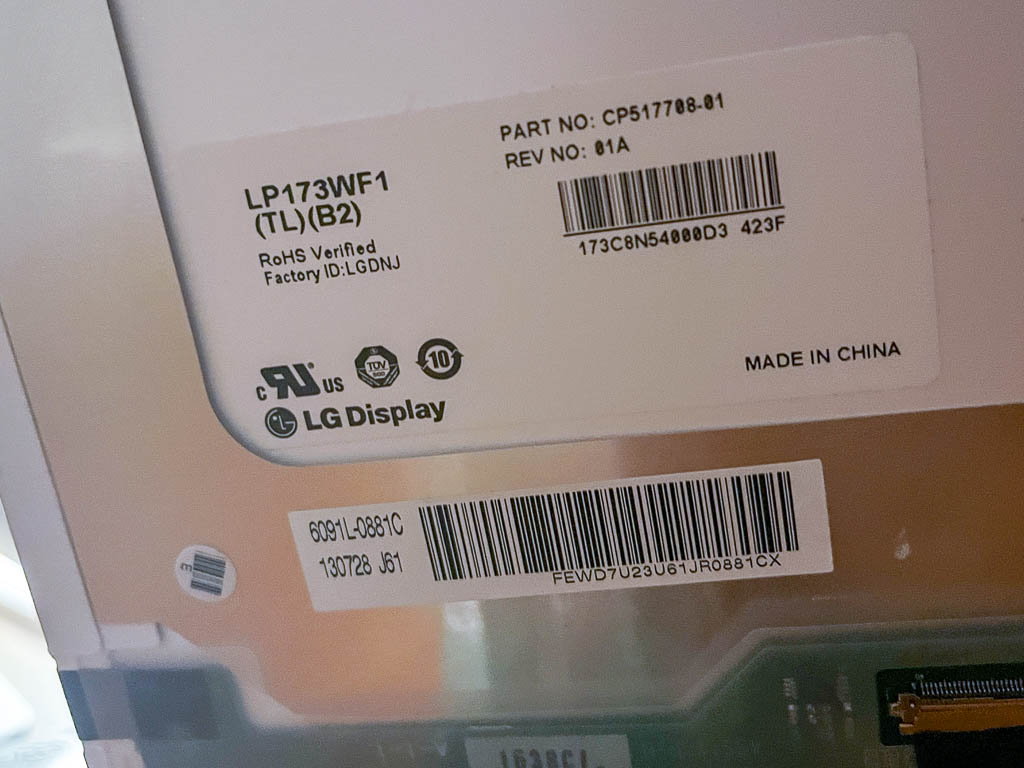 Typenbezeichnung Laptop-Display