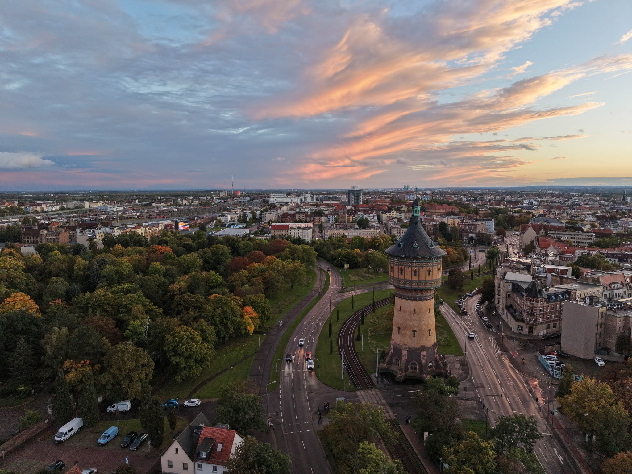 Luftfoto vom Wasserturm in Halle