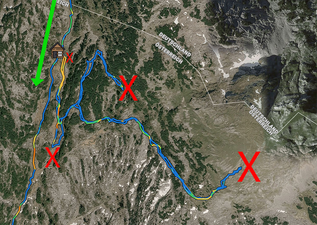 GPX-Track mit dem unfreiwilligen Umweg am Viehkogel