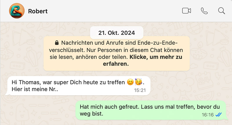 WhatsApp-Nachricht meines Schulfreunds. Hier fängt die Planung der Alpenüberquerung an