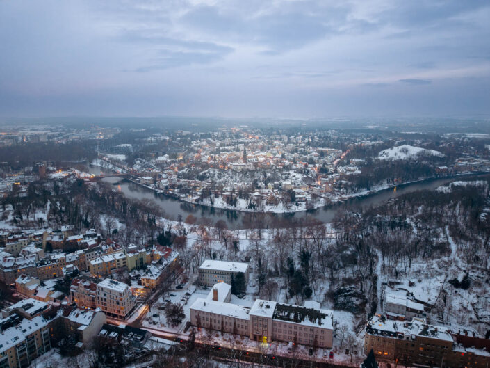 Blick über das Giebichensteinviertel über die Saale nach Kröllwitz