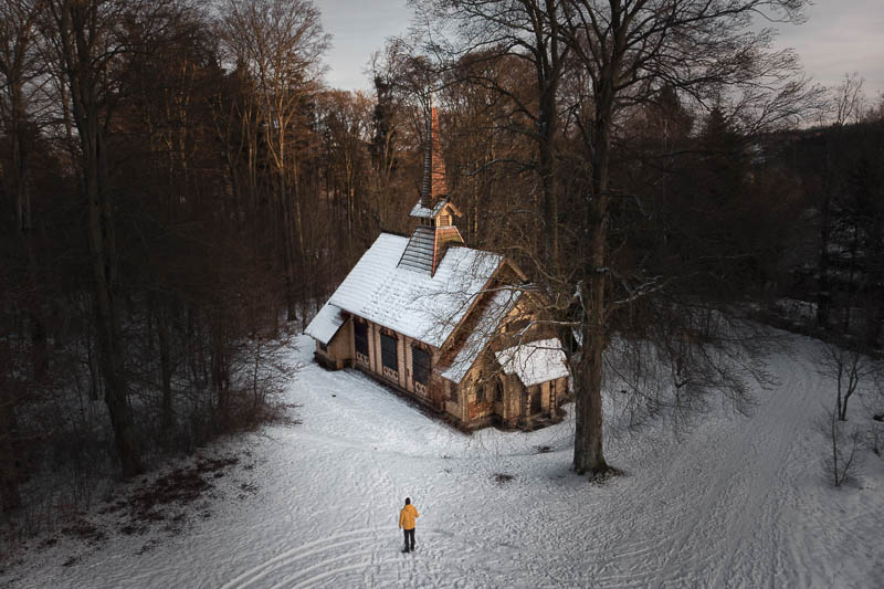 Stabkirche Stiege im Schnee