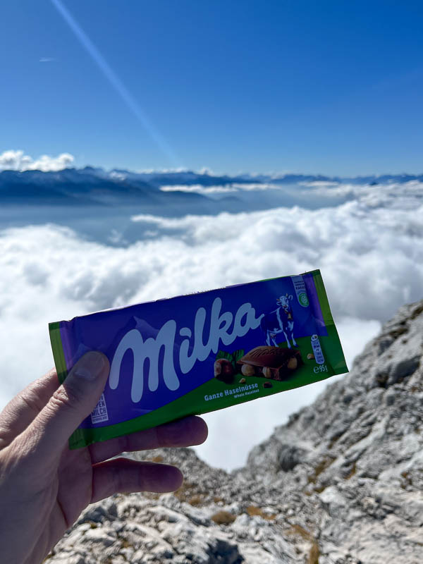 Milka-Schokolade am Gipfel