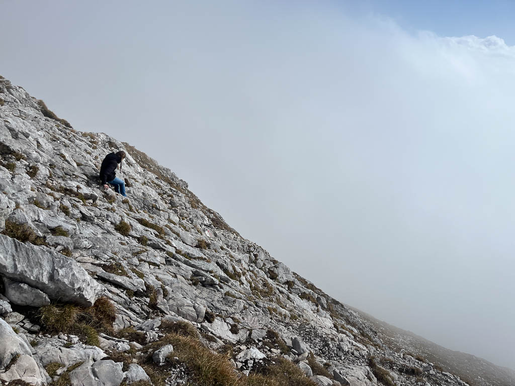 Die steilen letzten Meter auf dem Weg zum Gipfel der Hohen Munde