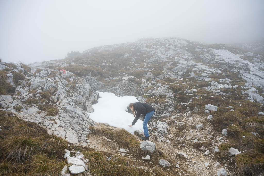 Schneefelder beim Aufstieg zur Hohen Munde