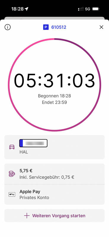 EasyPark App zur Bezahlung im Gaistal