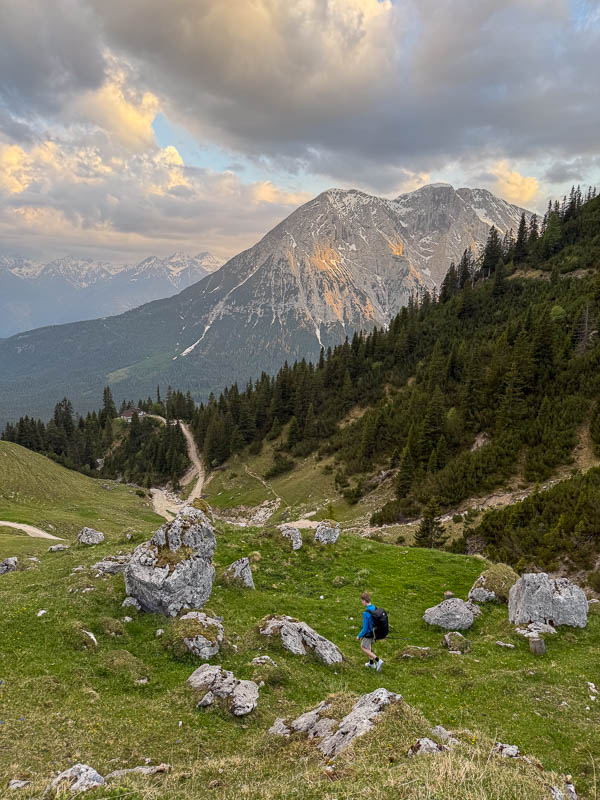 Ausblick auf die Hohe Munde über die Wangalm