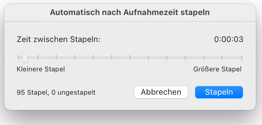 Abstand der Aufnahmezeit wählen