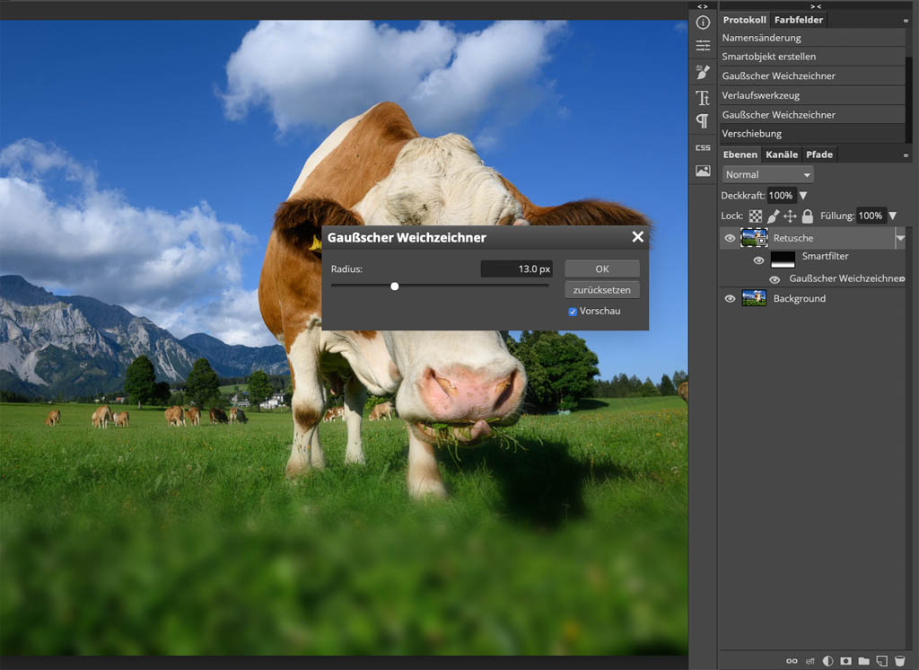 Der Gaußsche Weichzeichner in Photopea