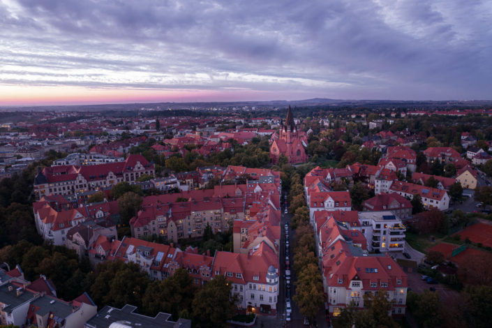 Blick auf die Pauluskirche im Paulusviertel in Halle (Saale)