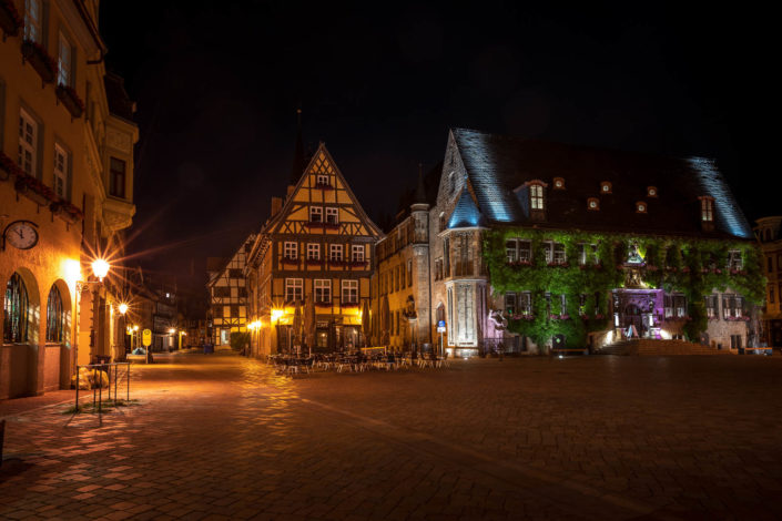 Marktplatz in Quedlinburg bei Nacht