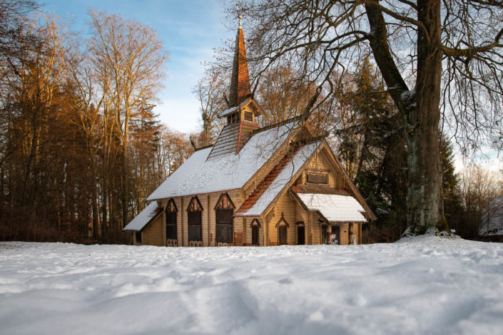 Stabkirche Stiege im Schnee