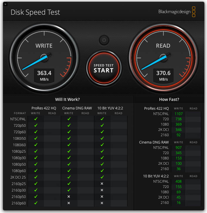 Samsung T7 Portable SSD Speedtest mit BackMagic mit USB 3.0