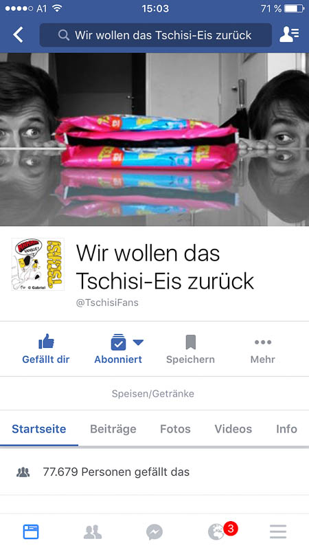 Facebook-Seite Wir wollen das Tschisi Eis zurück