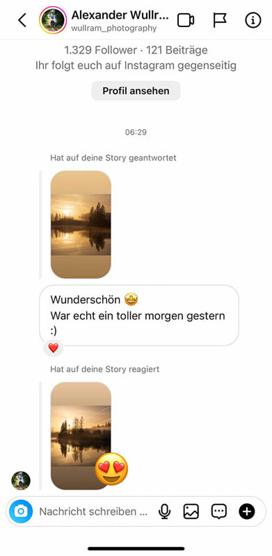 Instagram-Nachricht von Alexander
